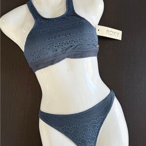 Roxy Gray Crochet Bikini Set